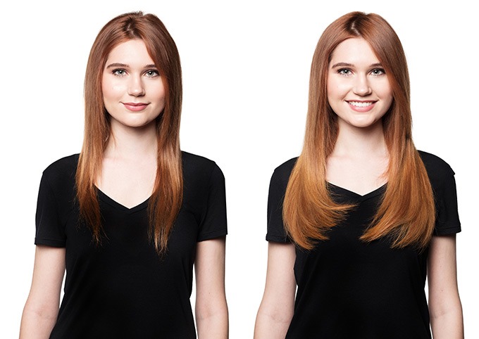 Model showing the Partial Length Easihair Pro Hair Extensions