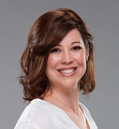 smiling lady with her bonded hair