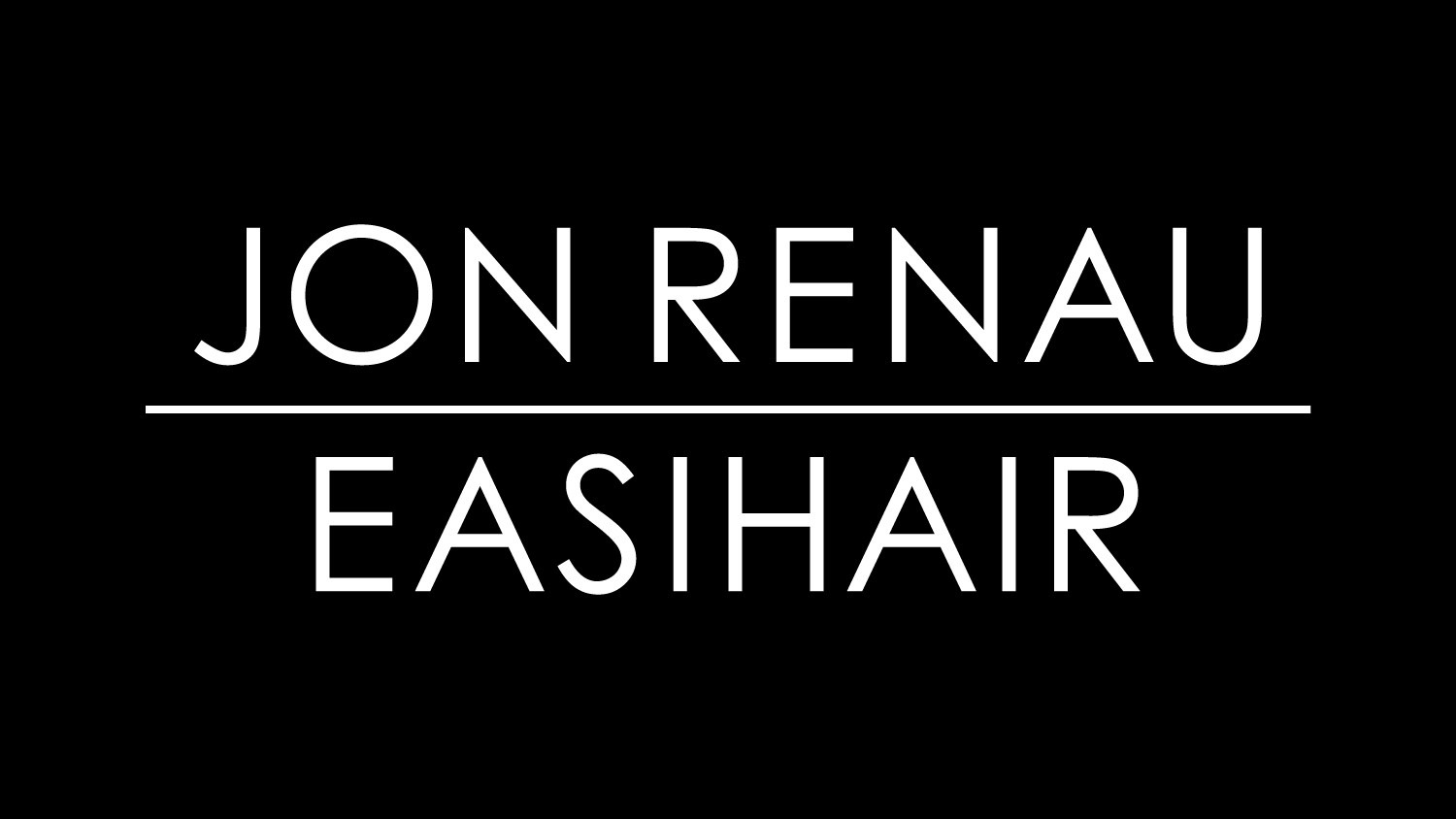 Stacked Jon Renau Easihair Logo in black and white
