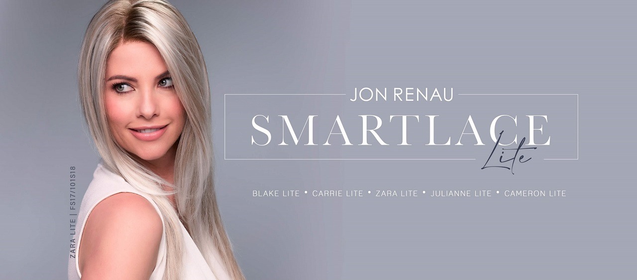 Young lady wearing her Zara lite wig by Jon Renau in blonde